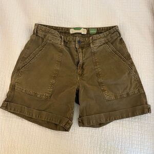 Utility Olive Green Cotton Shorts